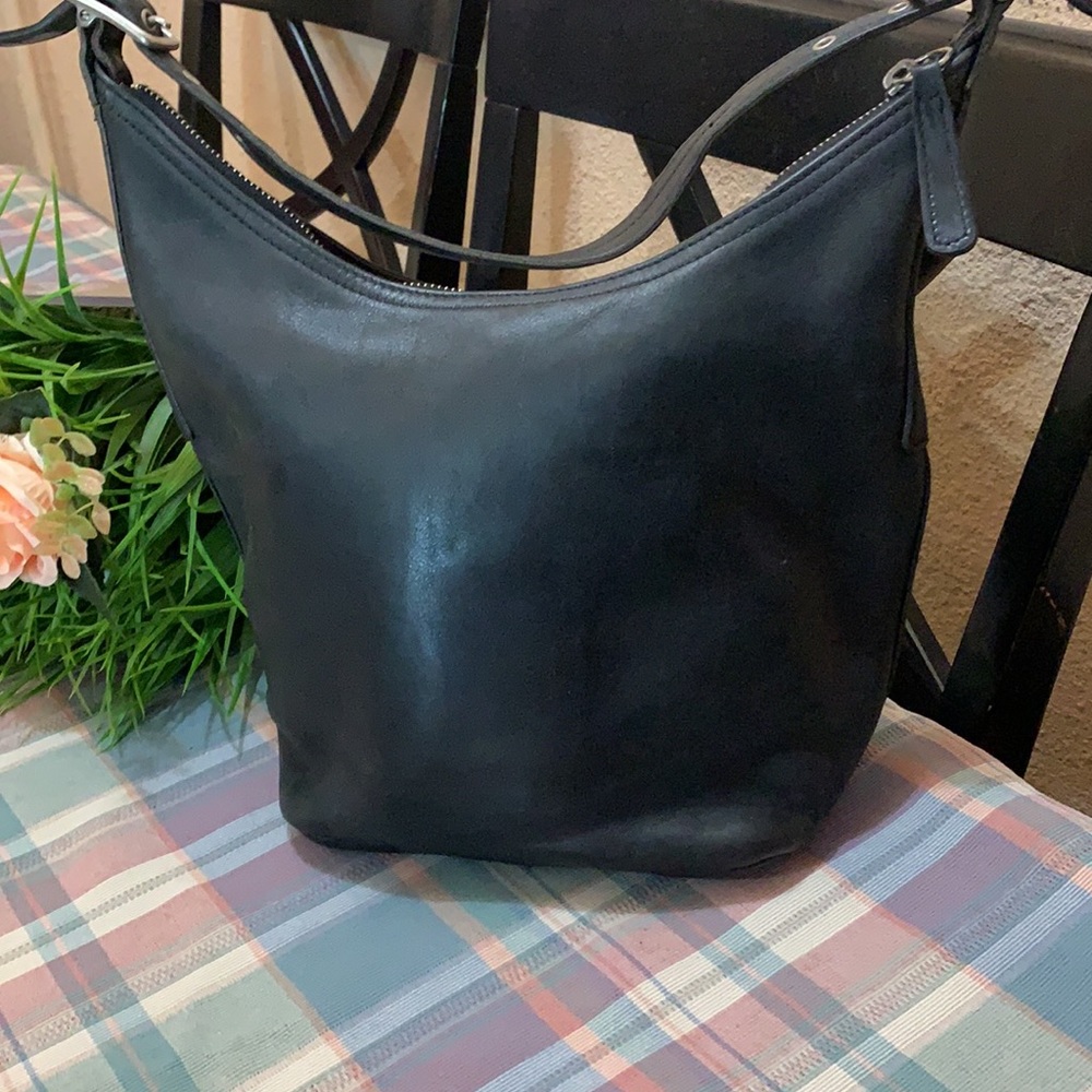 Coach Black Leather Hobo Shoulder Bag